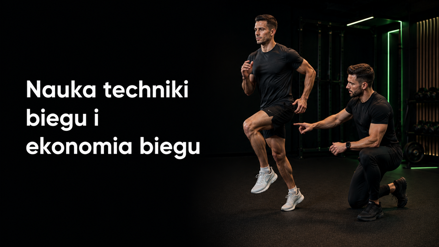 Trener analizujący technikę biegu zawodnika podczas nauki ekonomii biegu