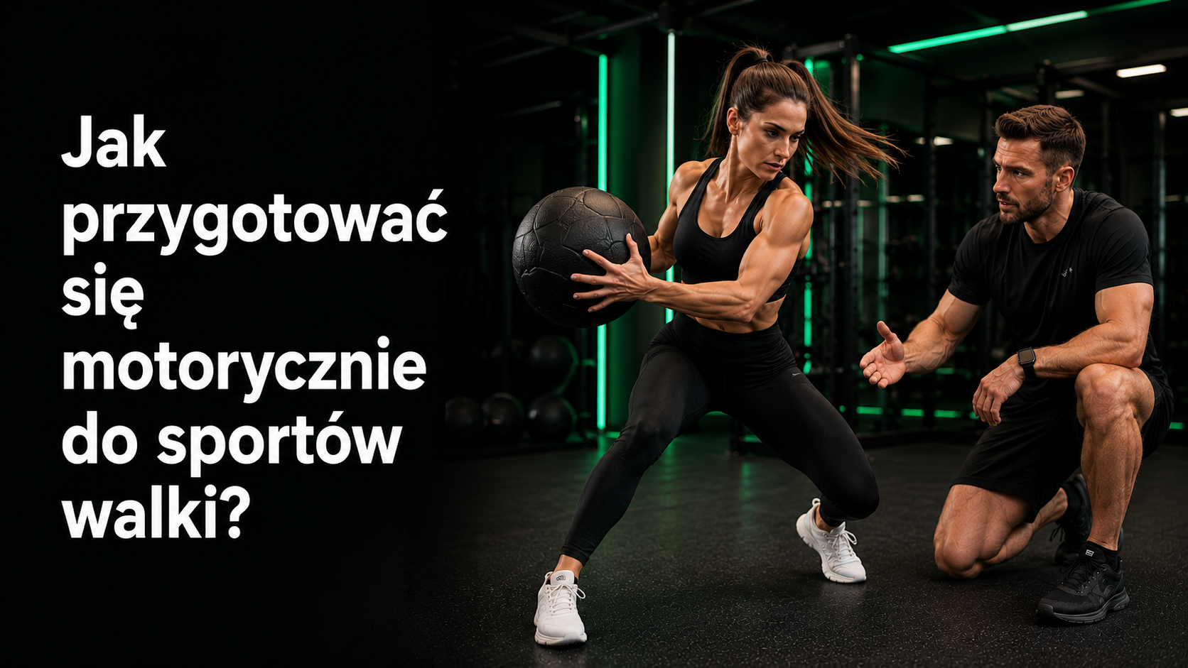 Zawodniczka wykonująca dynamiczny rzut piłką lekarską pod nadzorem trenera przygotowania motorycznego